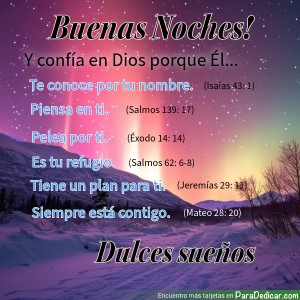 Card: Buenas Noches y Confía en Dios para Dulces Sueños