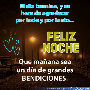 Agradece y Desea una Feliz Noche - Mensajes de Bendiciones
